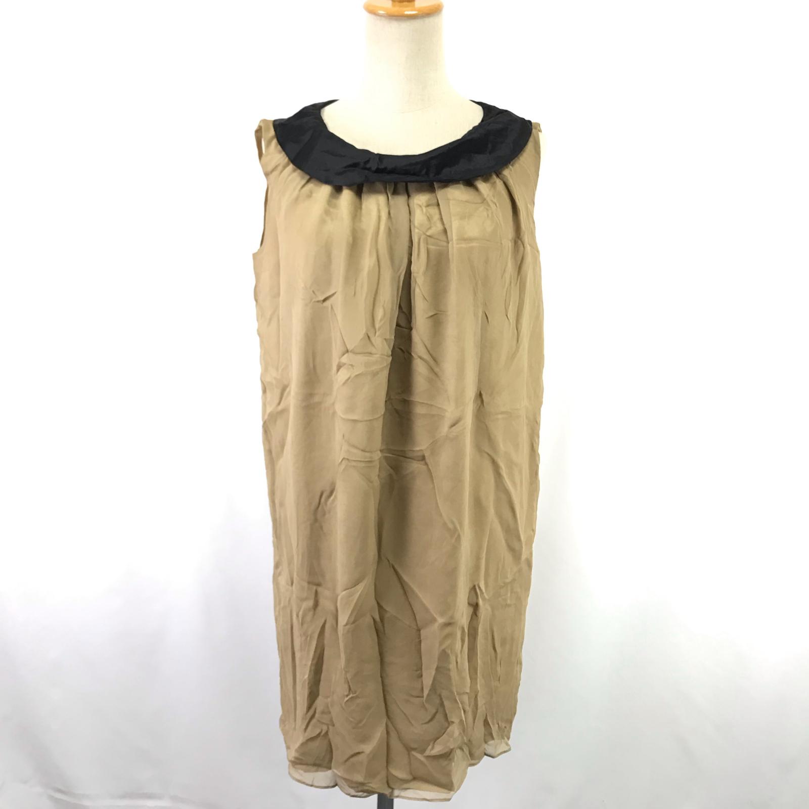 

USED/Made in Japan IENA Silk Sleeveless Mini Dress S-M Women Brown