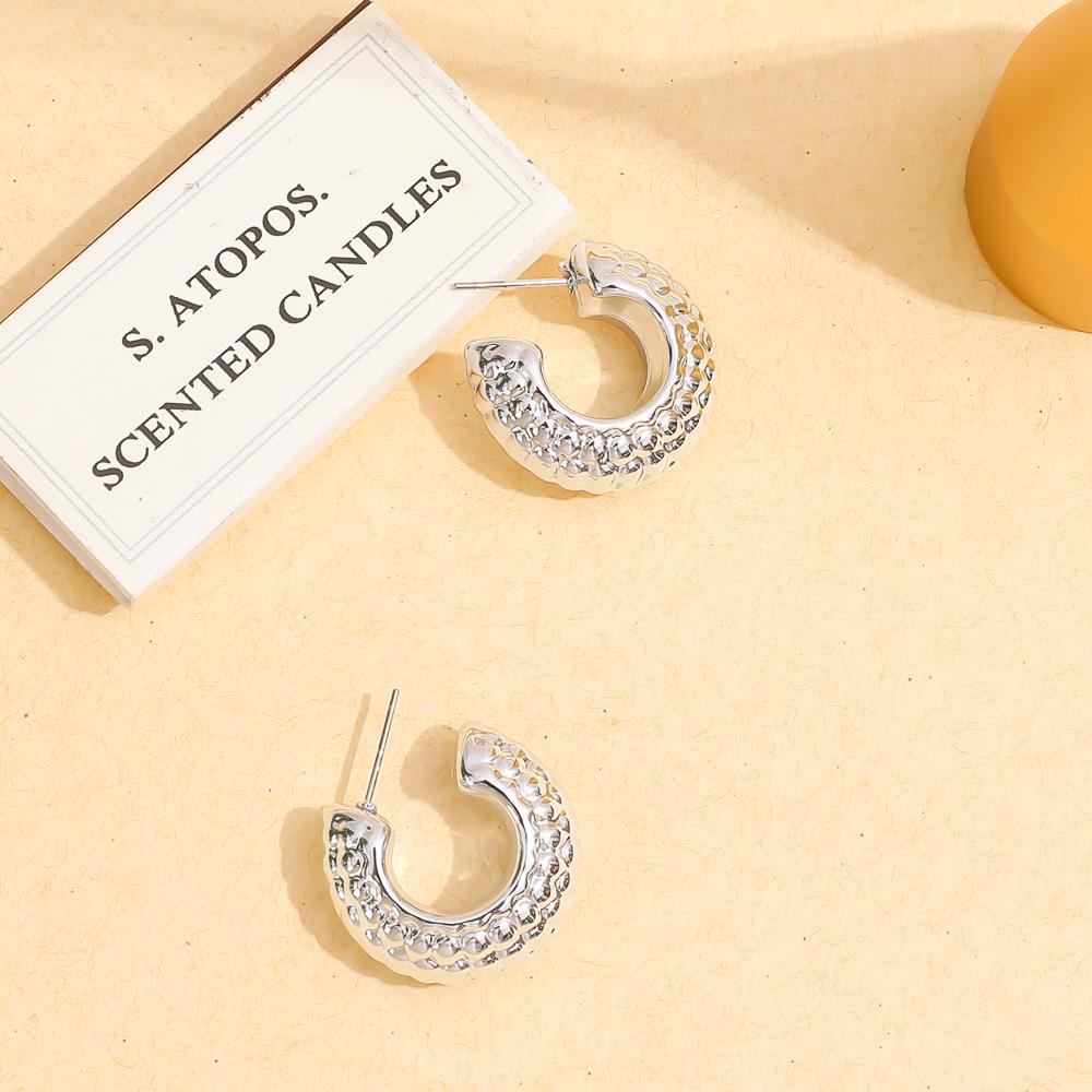 Trendy Water Drop Pattern C-shaped Earclip Threaded Stud Earrings Set Personalized Earrings Sexy Atmosphere Stud Earrings Set