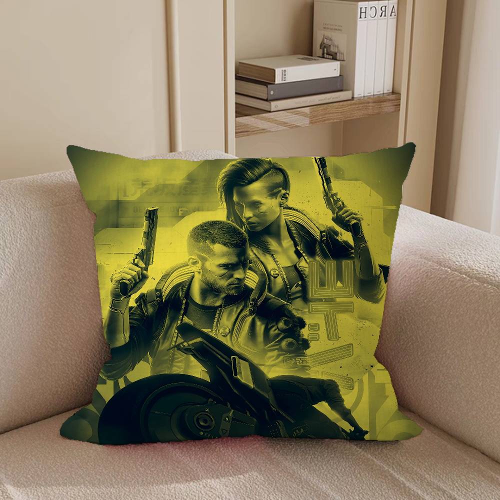 Game Cyberpunk 2077 Maple Design Cushion Cover Happy Autumn Harvest Decor Holiday Decorati Pillow Cover