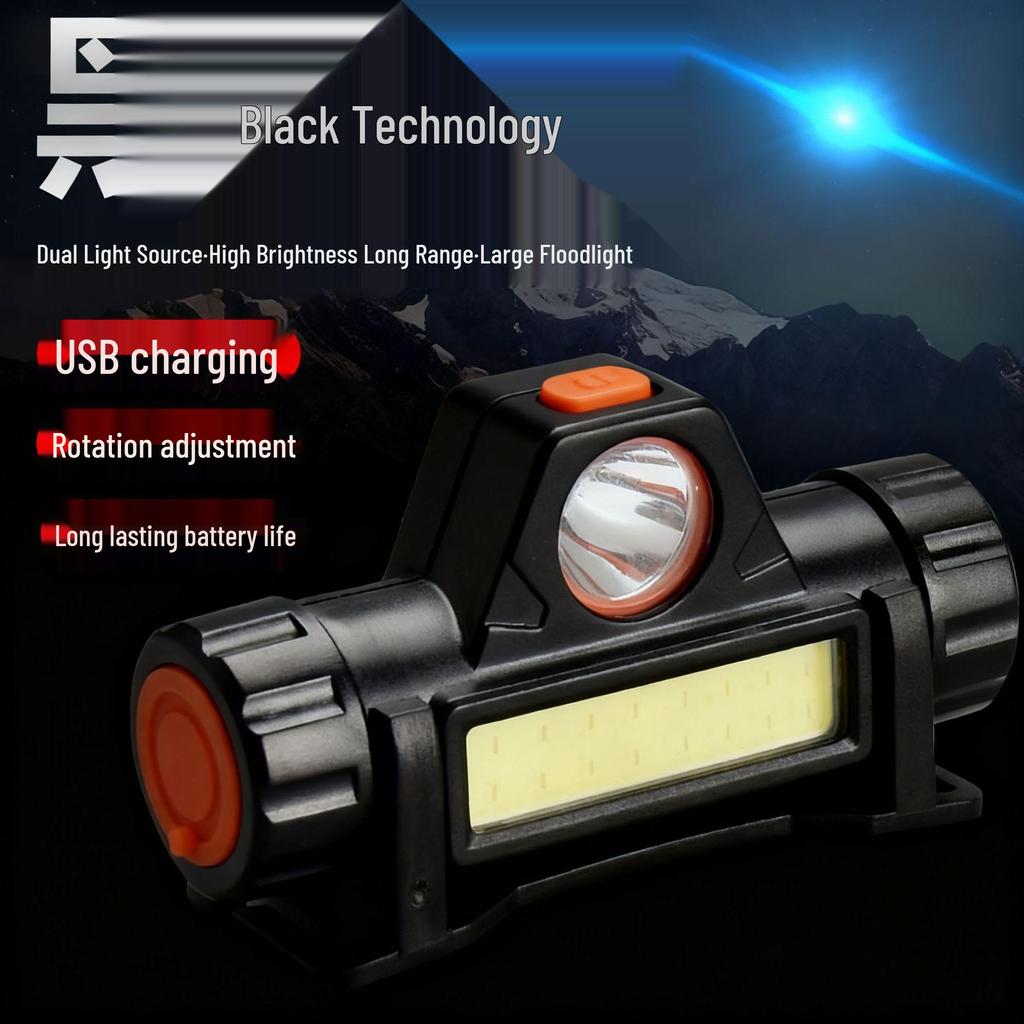 Rechargeable Induction Headband Headlamp - Super Bright, Long-Range, Outdoor Lighting Flashlight.