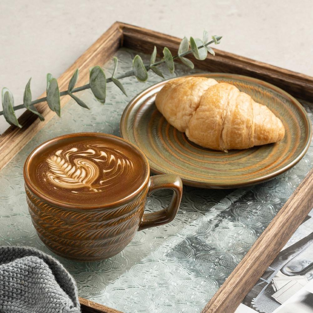 Elegant Cappuccino Cups Embossed Floral Latte Cup Creative Coffee Mugs Cafe