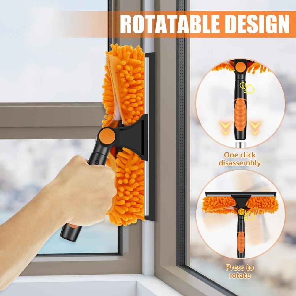 2 In 1 Washing Window Cleaning Squeegee Long Duster Window Wiper Ceiling Duster  Car Glass