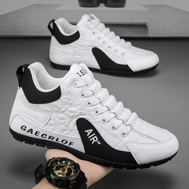 High-top Men's Autumn Leather Breathable Casual Sports Shoes, Soft-soled Anti-slip Driving Bean Shoes