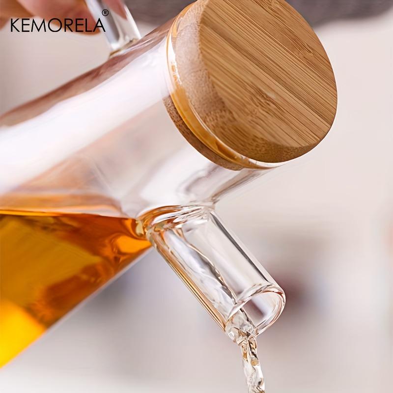 900ml Transparente Glasölflasche mit Griff - PVC-Frei Maschinenwaschbar Ovales Design für Küchensaucen Essig & Würzmittel