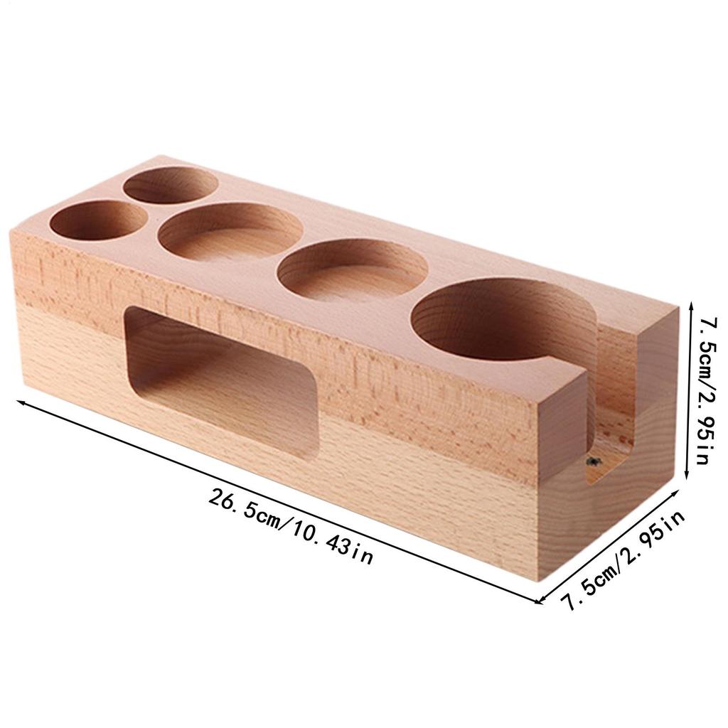 5-slot Coffee Powder Press Table Tamping Station 58mm Wood Natural Multifunctional Organizer Espresso Bar Accessories