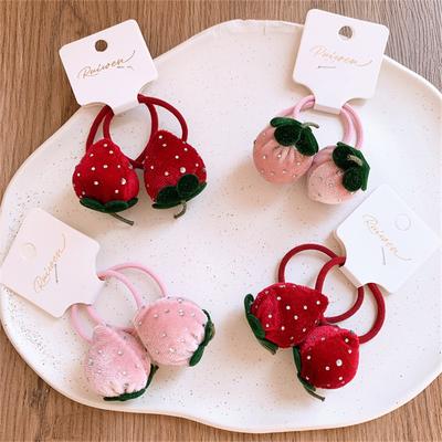 Cute Strawberry Hair Rope Ring Children Gift Baby Girl Kid Elastic Hair Rubber Band Accessories Headdress Headwear Ornament