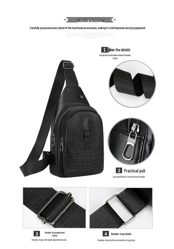 Men's Trendy Minimalist PU Leather Crossbody Bag – Large Capacity, Multi-layer, Casual Outdoor Sports Style
