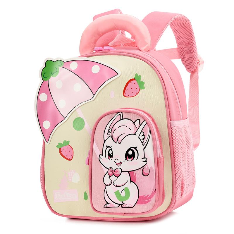 Новый детский милый мультяшный школьный рюкзак для мальчиков и девочек 3-6 лет, младшие и средние классы, легкий рюкзак с ортопедической спинкой темно-розовый