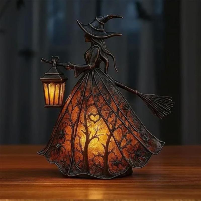 16cm/6.3in Halloween Witch Desk Lamp Creativity Night Led LED Bedroom Decoration Party Supplies Collectible Desktop Display Toys
