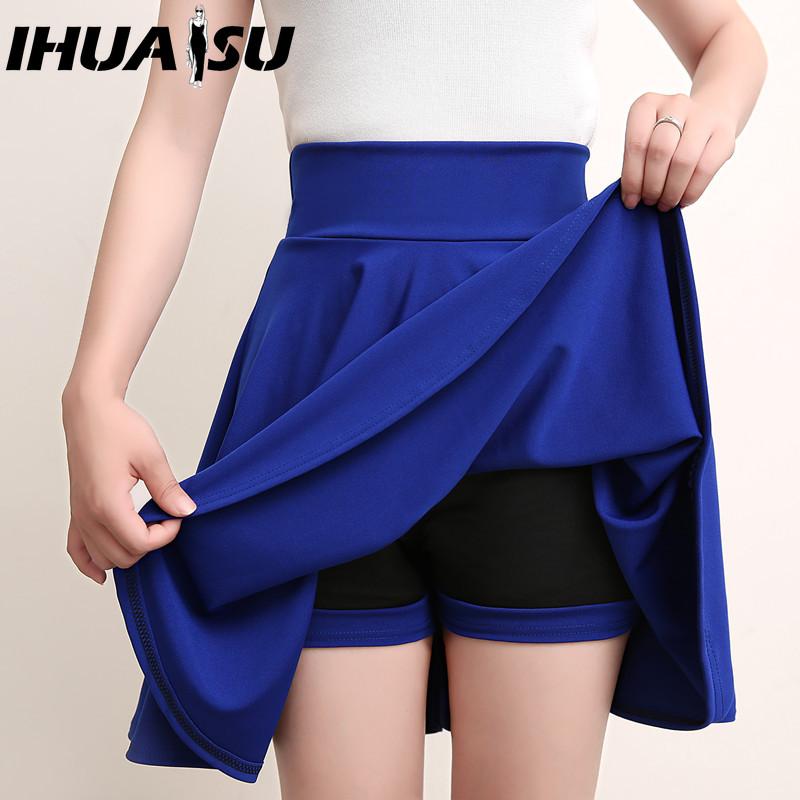 Fashion 16 Ihuasu Color Womens Casual Solid Color Print Summer Spring Skirt
