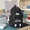 Schoolbag Korean ins Storm Point Three-piece set School bag for junior and high school girls Large capacity burden reduction Backpack