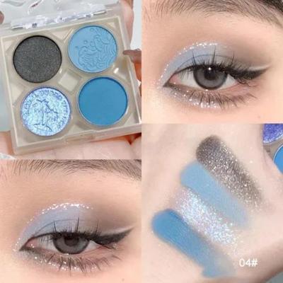 Shimmer Matte Eyeshadow Palette Green Glitter Metallic Smokey Pigment Cosmetics Makeup 4 Colors, 1 Piece