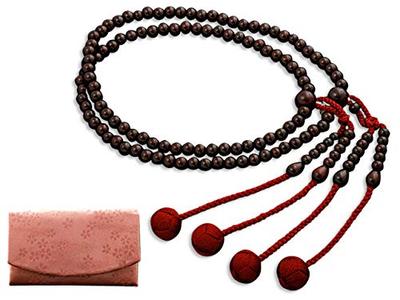 Kyoto Butsudan Hayashi Buddhist Prayer Beads, Shingon Buddhism, 0 Shaku, Rosewood (Women's), Formal, Authentic, with Prayer Bead Bag, SW-020, Kyoto