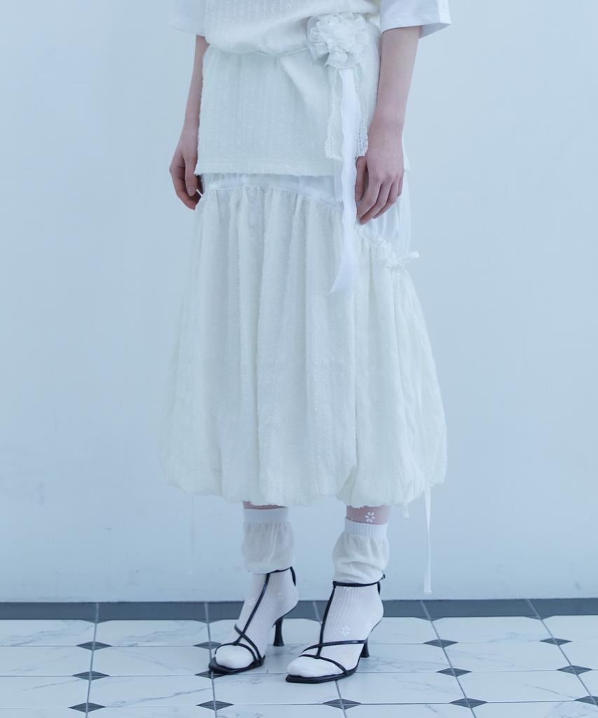 Telelu Balloon Trimming Skirt White