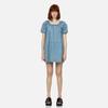 Evisu SS24 Seagull Embroidery And Allover Logo Jacquard Fashion Denim Short Sleeve Dress Women Dress Denim-Blue 2ESHTW4DR4070FFDP
