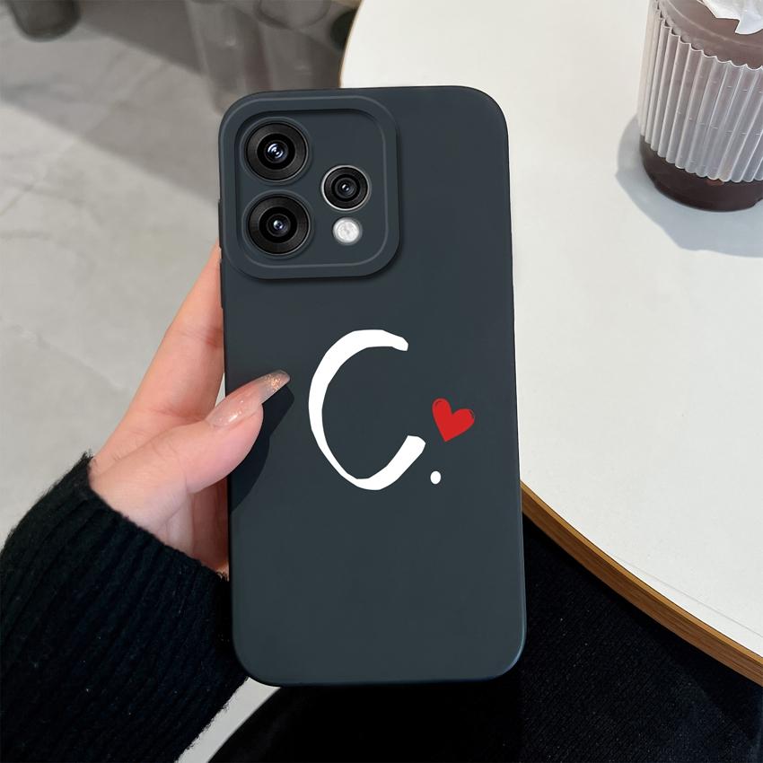 Cute Red Love Heart Letters Pattern Phone Cover For Oppo Reno 15 14 13 12 11 Pro 15F 14F 13F 12F 11F 5G Shockproof Silicone Camera Lens Protector Case