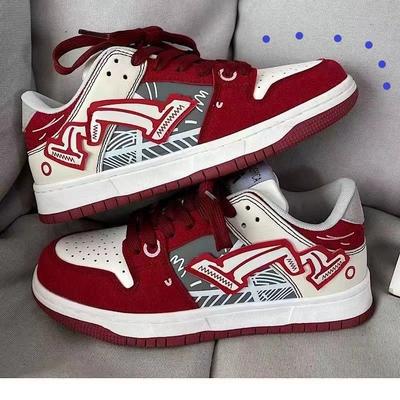 Personality Design Mixed Color Lace Up Casual Shoes Niche Couple Versatile Platform Vulcanized Board Shoes Zapatos Casuales 2025
