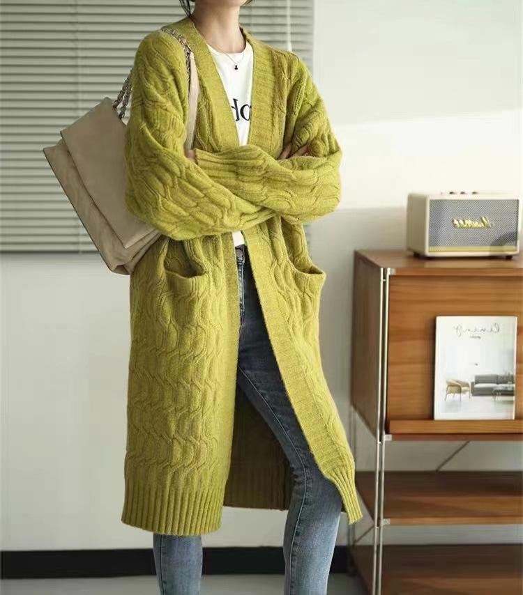 Women's Autumn Winter Retro Loose Wool Cardigan Coat