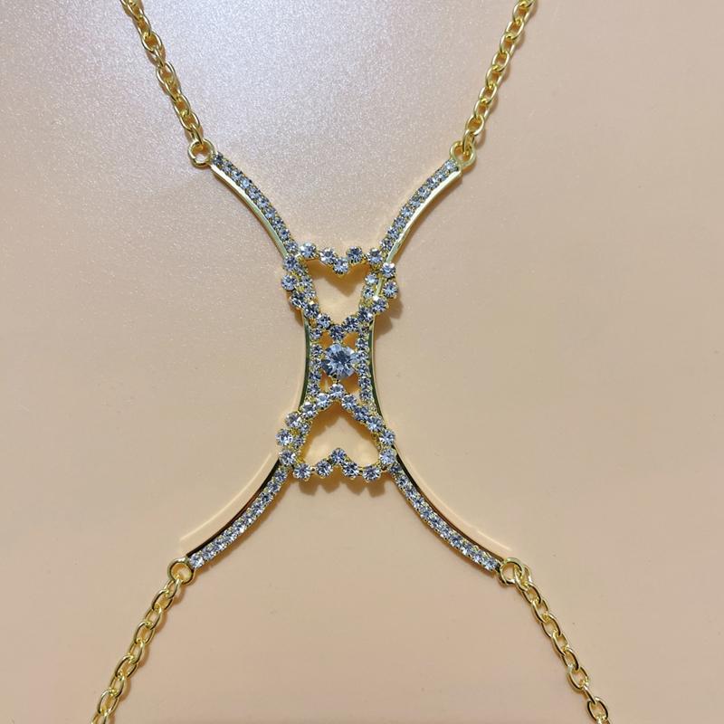 Bra Chain Rhinestones Body Jewelry For Women Sexy Bra Luxury Heart Crystal Chest Bra Chain Body Chain Necklace Jewelr