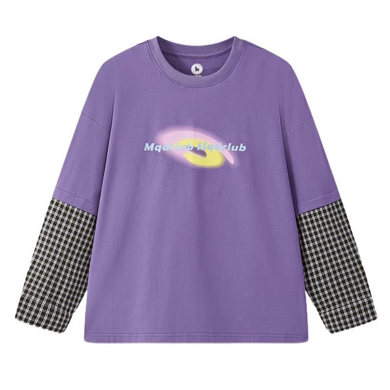 MQD Boys  Street Style Loose Faux Two-Piece Long-Sleeve T-Shirt 130cm