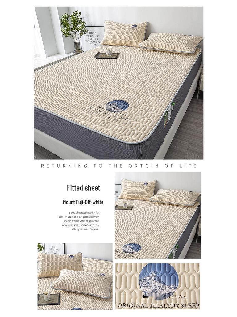 Class A Ice Silk Latex Cooling Mat Set: Washable, Antibacterial, Mother & Baby Safe, Fitted Sheet Style