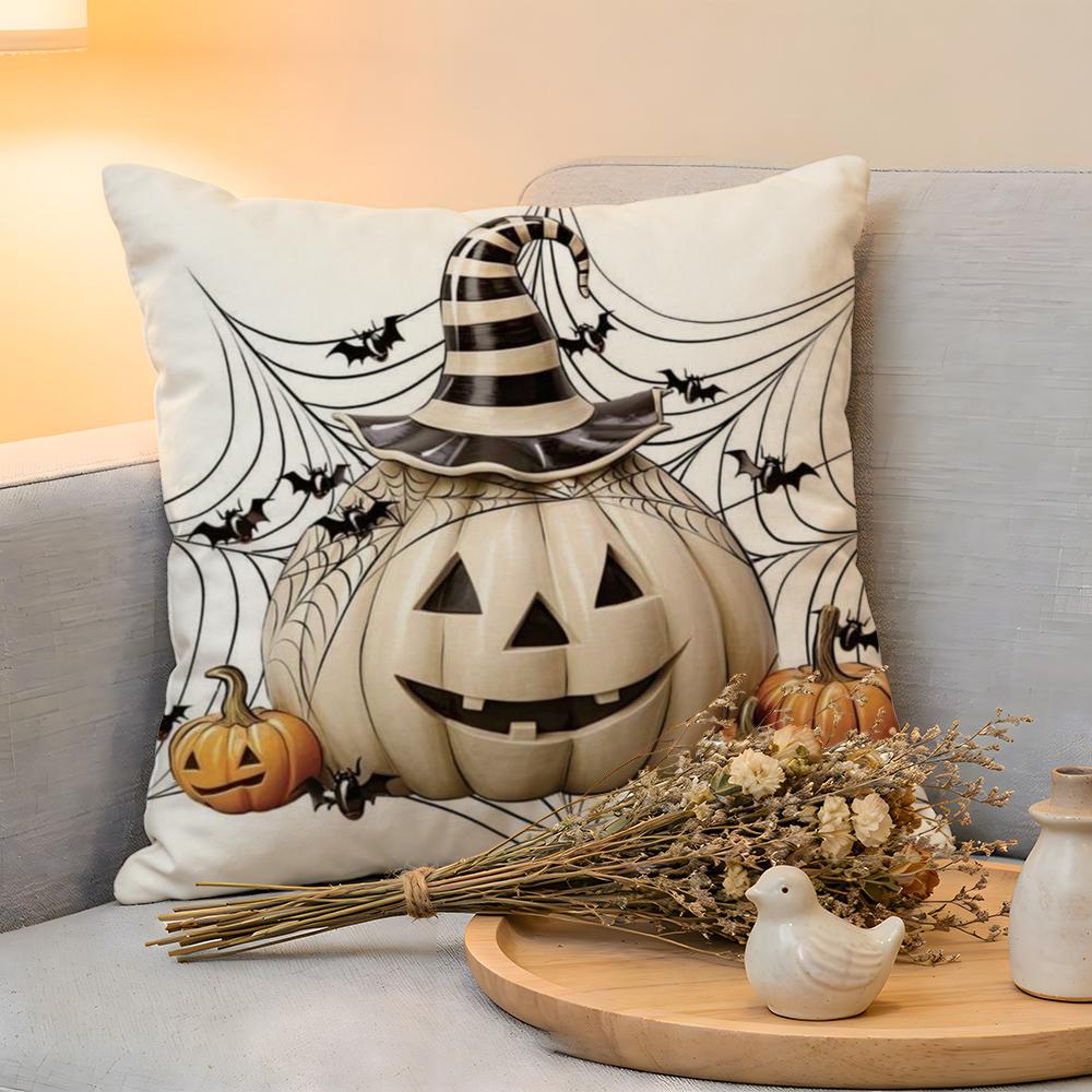 Cushion Cover Linen SkinFriendly Soft Decorative Case For Sofa Home Decor Colorful Watercolor Pumpkin Pillow Cover