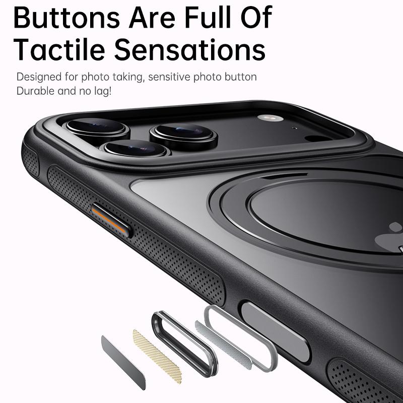Dot Matrix Gear Decompression 360 Piovt Shell For iPhone 17 Pro Max Phone Case iPhone17Air Magnetic Bracket With Damping Sound