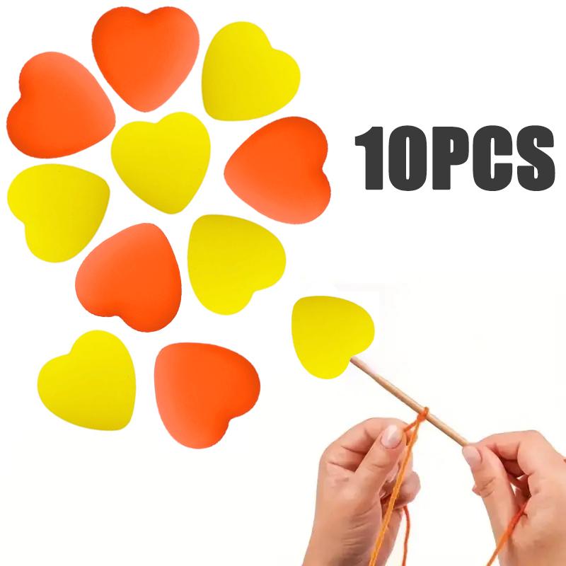 8/10/12PCS Multicolor Heart Stitch Needle Tips Stoppers Silicone Knitting Needle End Caps Cute Knitting Needle Point Protectors