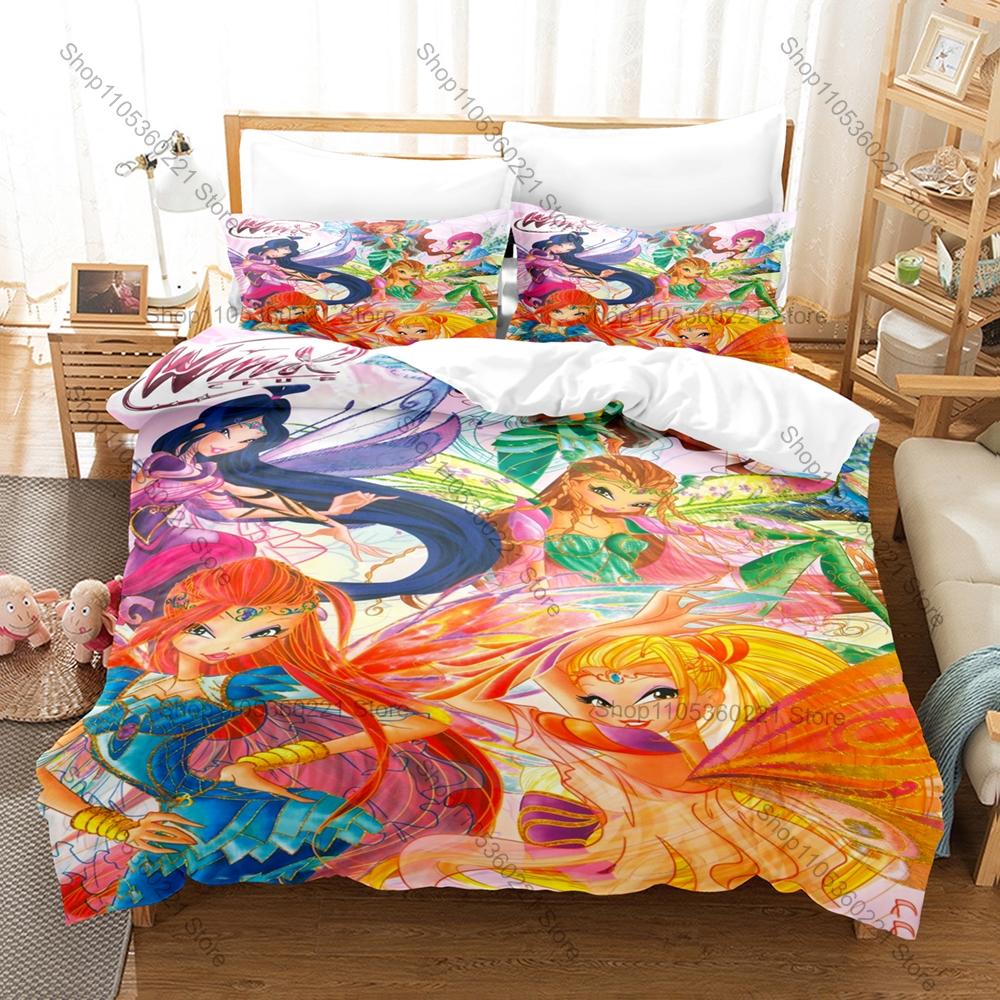 Printed W-Winx Bedding Set 3 Pcs Soft Breathable Duvet Cover And Pillowcases Fashion Home Bed Linens Decoration