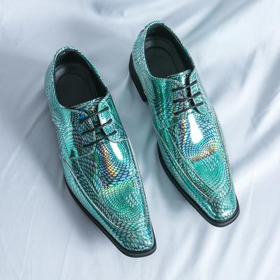 Men Formal Luxury Brand High Quality Point Toe Chelsea Shoes for Men Glitter Leather Party Wedding Dress Zapatos De Vestir