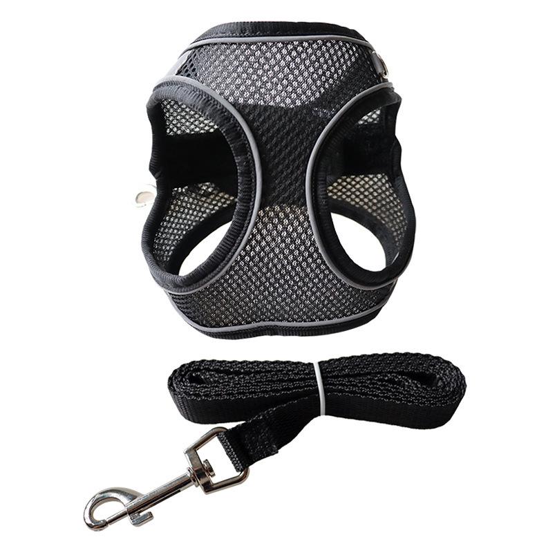 Reflective Mesh Pet Vest Harness & Retractable Leash Set for Dogs & Cats