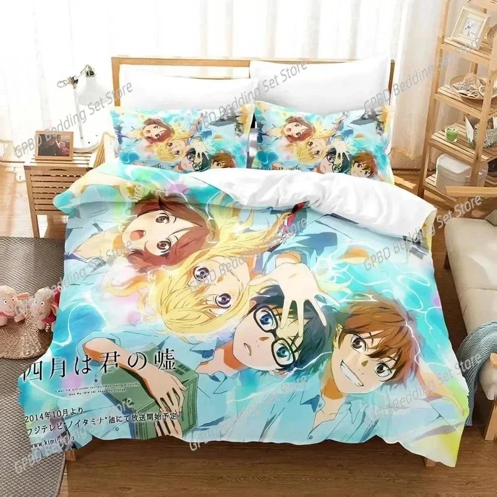 Anime Your Lie in April 3D NEW Duvet Cover Pillowcase Bedding Set Adult Boy Girl Bedroom Decoration Children Single Double Large
