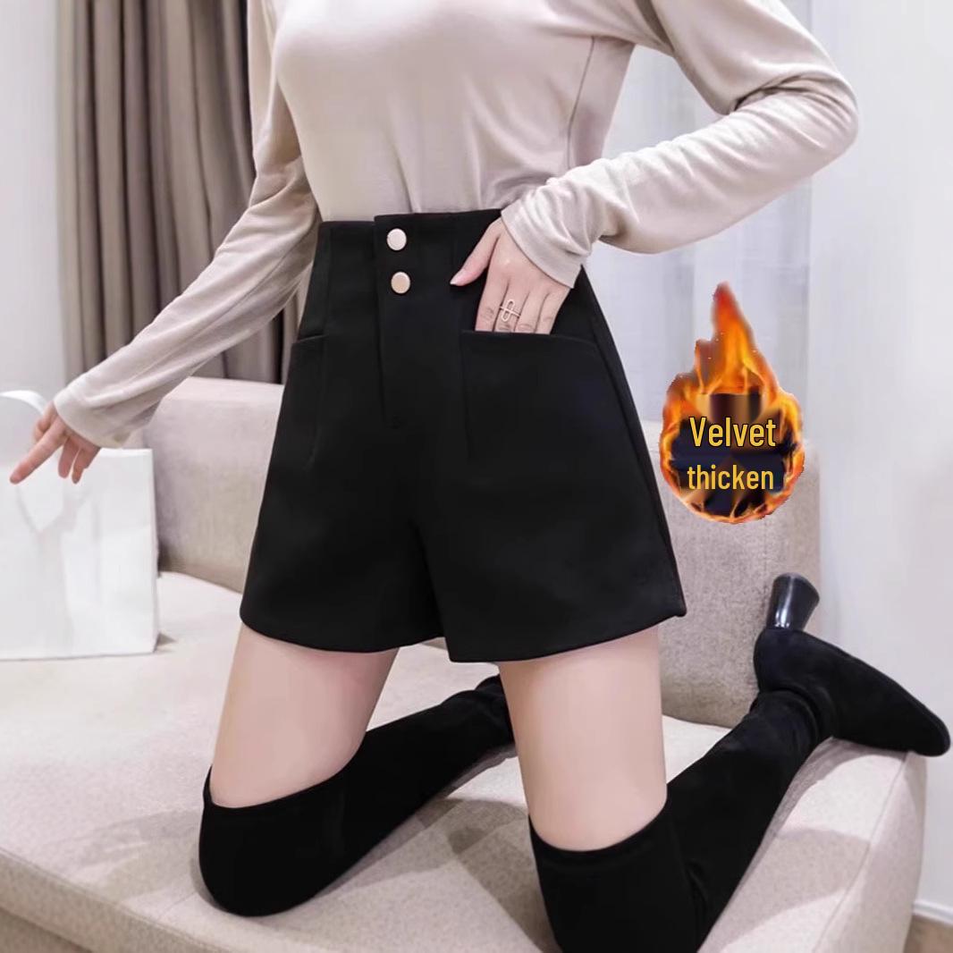 

Women s High-Waist Fleece-Lined A-Line Shorts - Autumn/Winter Slimming Versatile Booty Shorts XL