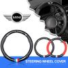 1Pcs Leather Carbon Fiber Car Steering Wheel Cover Emblem For Cooper Countryman Clubman F54 F56 F55 F60 R60 R61