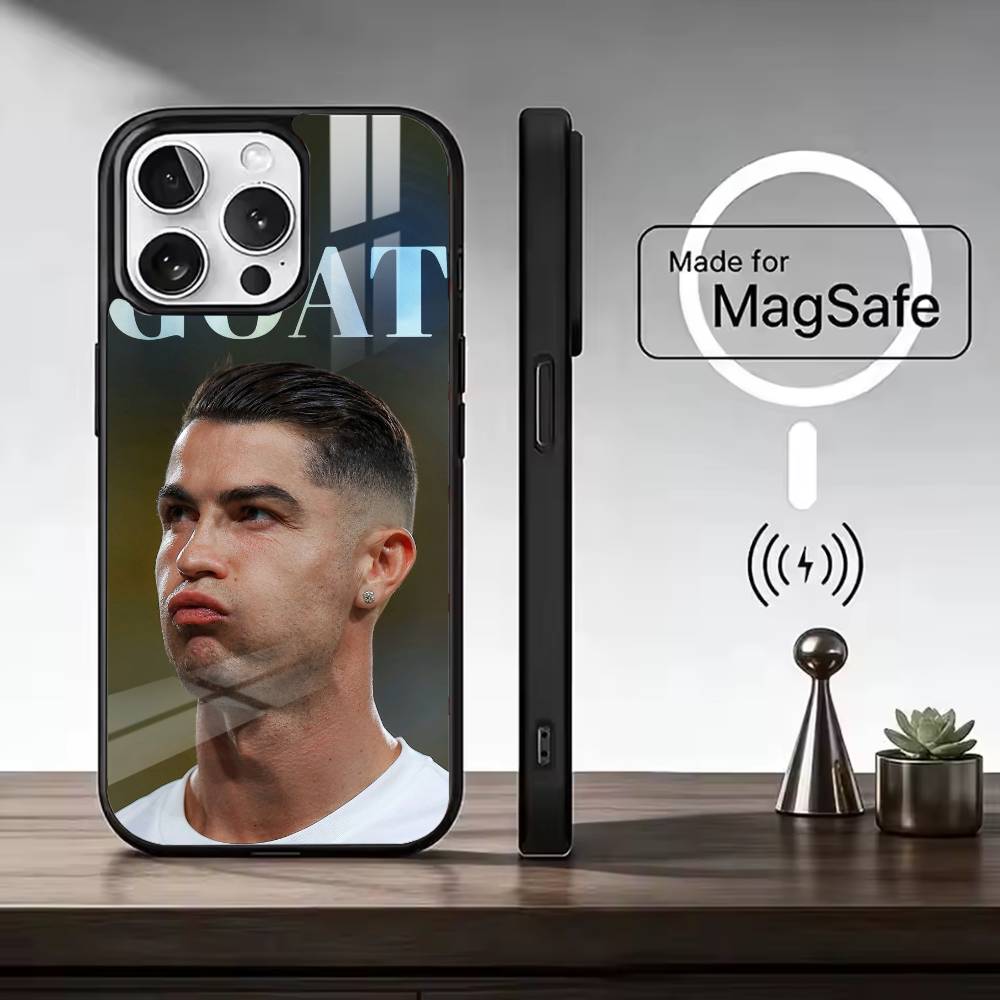 F-Berühmte Fußballspieler C-CR7 Handyhülle Für iPhone17,16,15,14,13,12,11 Plus,Pro Max, Neues Magnetisches Kabelloses Laden