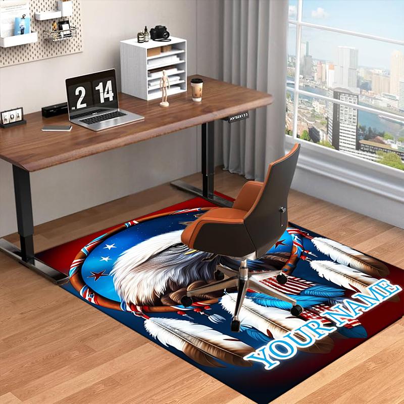 1PC Custom Name Eagle Spirit Dreamcatcher Theme Floor Mat Ideal for Living Room, Game Rooms, Office, Bedroom Floor Mat Design