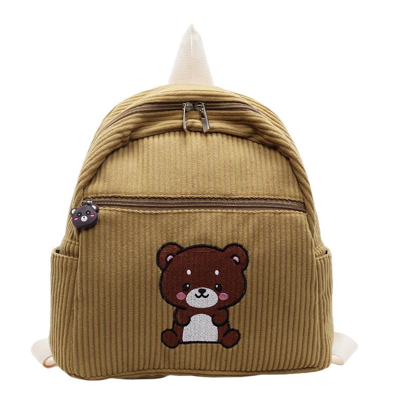 

Зимний популярный вельветовый рюкзак женский 2025 новая мода универсальный рюкзак милый медведь школьный рюкзак для студентов жёлтый