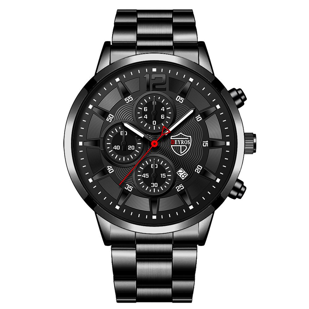 Neue Herren Mode Große Zifferblatt Uhr Kalender Uhr Freizeit Uhr Herren Edelstahl Uhr Quarz Uhr