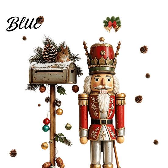 Christmas Atmosphere Wall Decals for Fridge Nutcracker Soldier Decal, Vintage Mailbox Snow Scene Self-Adhesive Decorative Stickers Flat Smooth