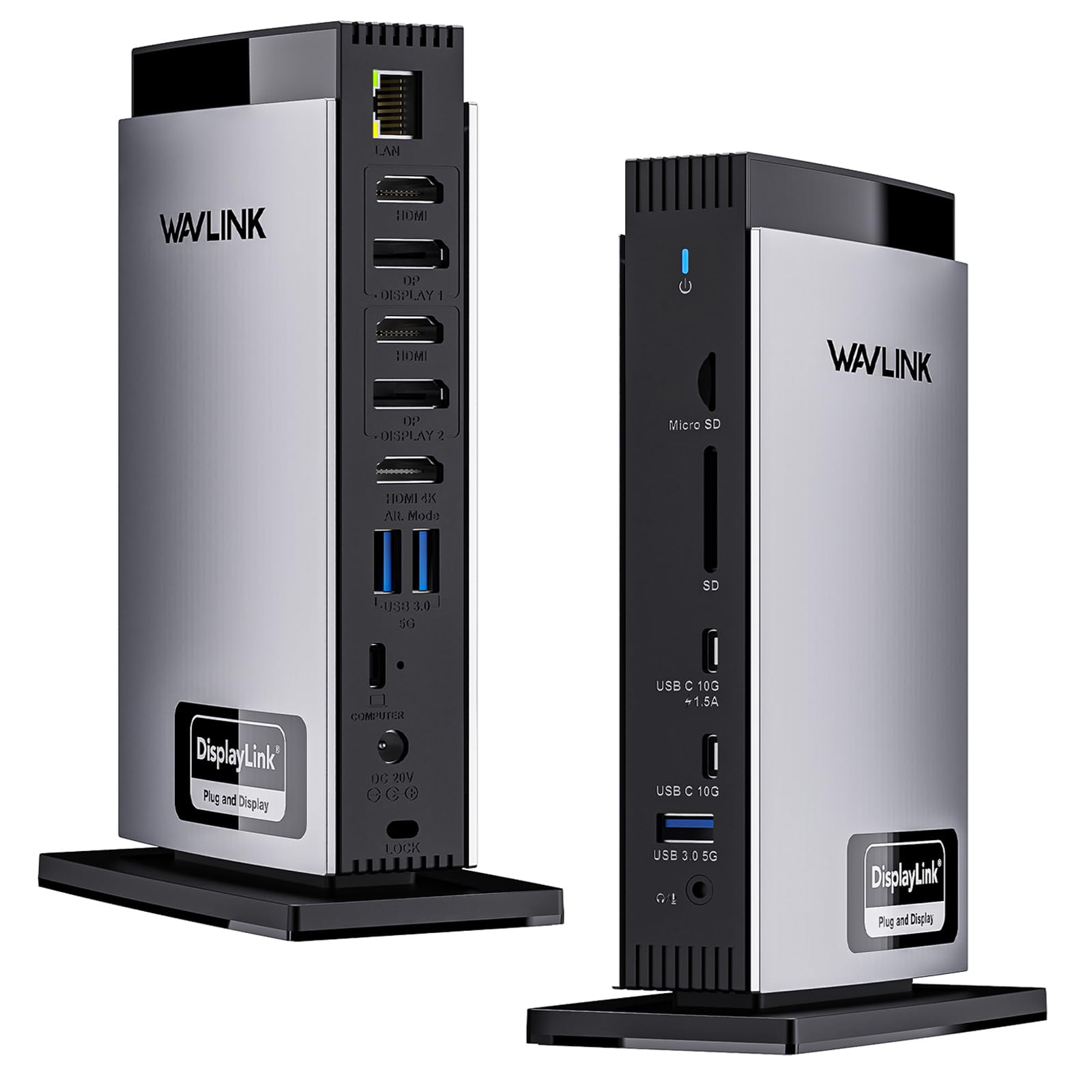 

Універсальна док-станція WAVLINK, сумісна з DisplayLink, потрійна підтримка 4K для ноутбуків, сумісна з Mac та Windows, 2 5 130 Вт Адаптер живлення змінного струму