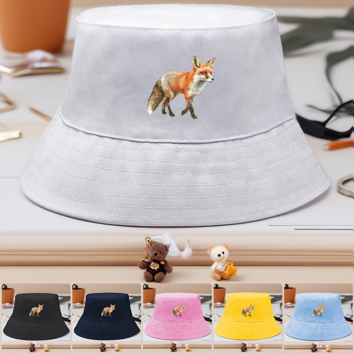

Lifelike Fox Print Bucket Hat , Animal Fisherman Hat Beach Unisex Summer Beach Cap as the picture чорний