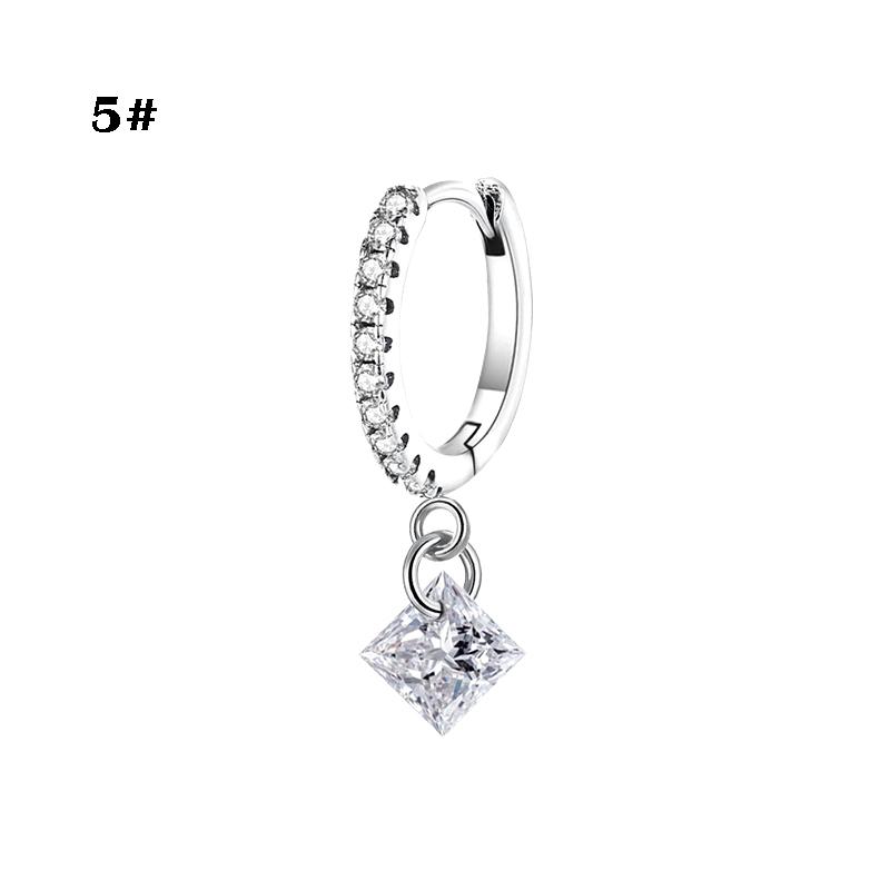 Small Diamond Earrings, Pentagram Drop Zircon Artificial Puncture Jewelry
