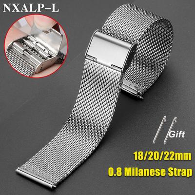 Bracelet de montre en maille milanaise en acier inoxydable 0,8 mm 18 mm 20 mm 22 mm Bracelet en métal Bracelet d'une épaisseur de 2 mm pour DW pour Omega