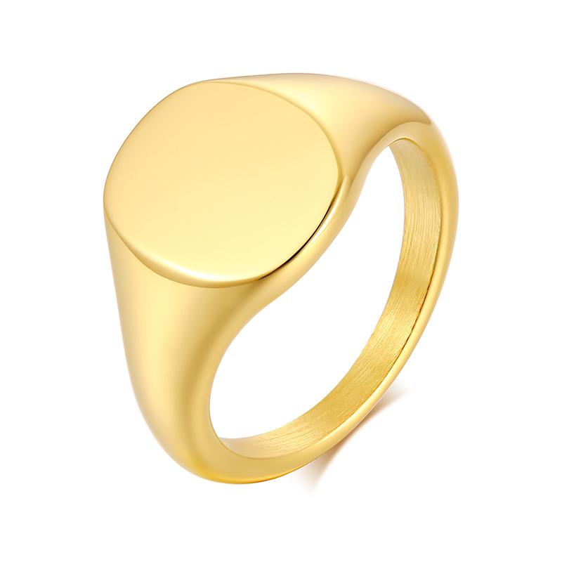 

Personalized Stainless Steel Signet Ring In Gold Color Engraving Initial Letter Pinky Women Ring US ring size 06&Blank (NO Engrave)