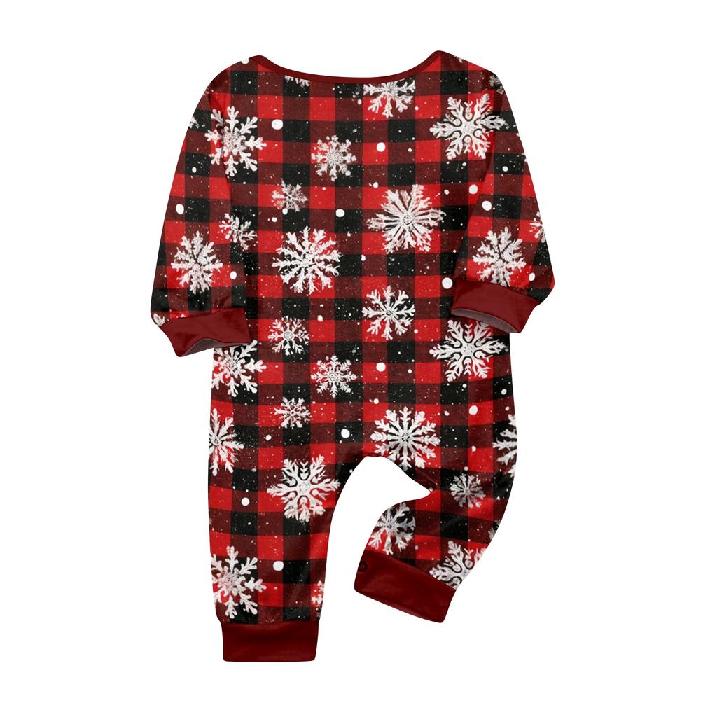 Christmas Print Family Matching Pajamas Set, Round Neck Long Sleeve and Pants Loungewear