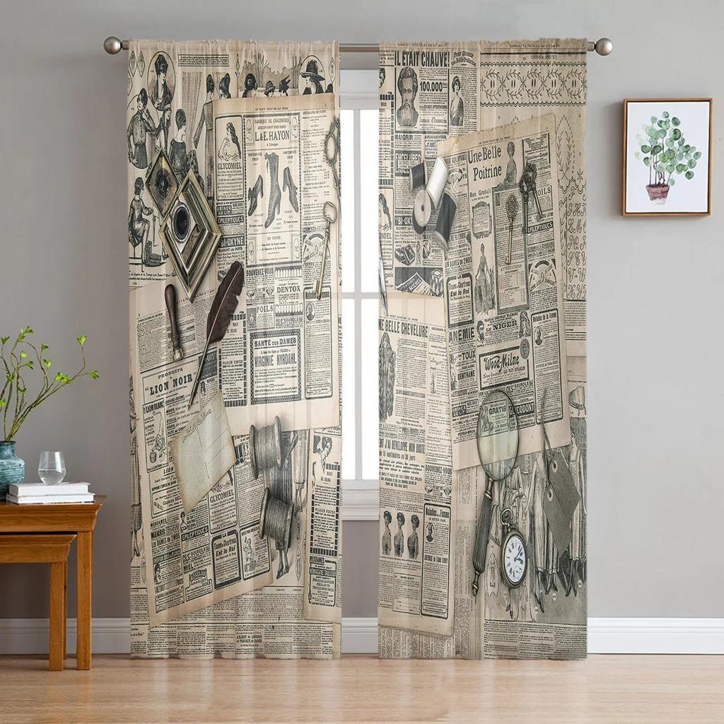 Barbershop Design Element Sheer Curtains For Living Room Modern Fashion Valance Curtains For Kitchen Tulle Curtains