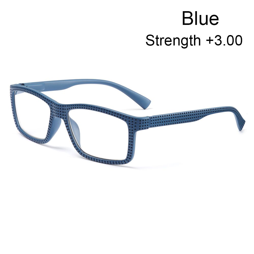 

Fashion Simple Ultralight PC Frame Reading Glasses Far Sight Eyewear Presbyopia Eyeglasses blue-Strength +3.00