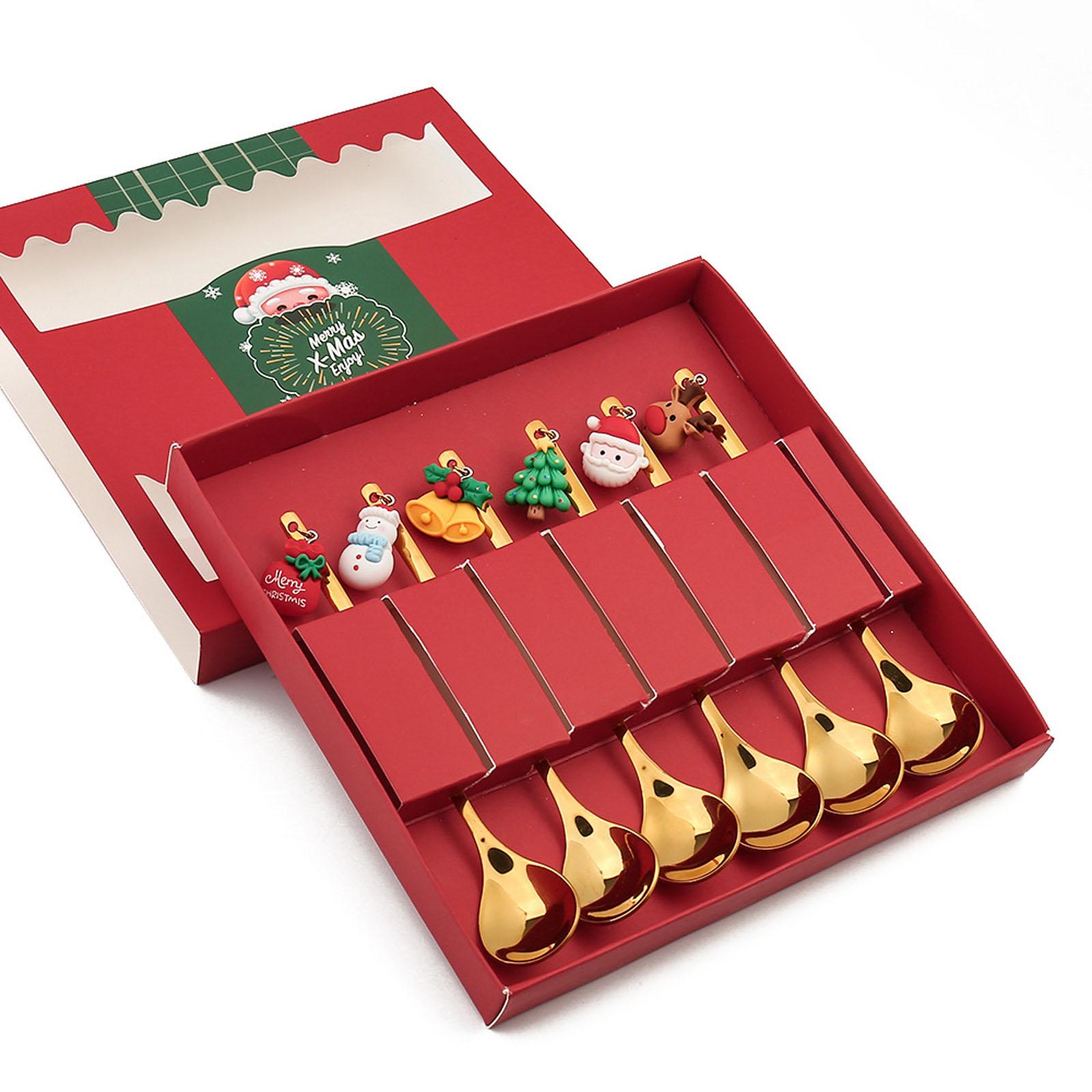 6 Pieces Coffee Spoons Fruit Forks Dessert Spoons Forks Flatware Stainless Steel Material Gift for Housewarming Friends