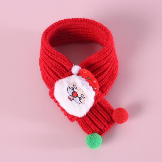 Christmas Pet Scarf Knitted Cat Scarf with Pompom Xmas Trees Santa Claus Scarf Fuzzy Xmas Hat with Star Topper for Festive Party Photo Shoots