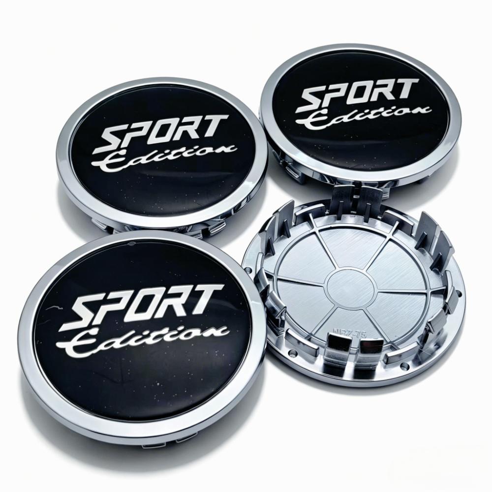 4pcs Sport Edition Logo Emblem Badge Car Wheel Center Caps 75MM Clips 65MM Wheels Hub Cap Rim Hubcaps Dust Cover Car Accessories